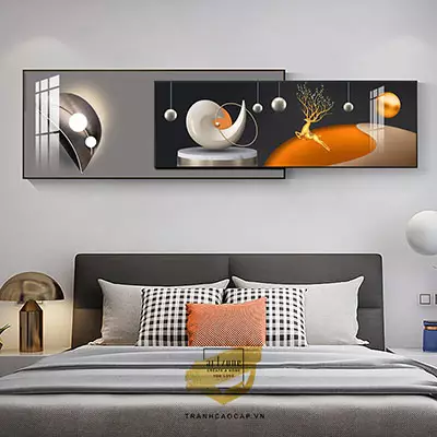 Tranh trang trí phòng ngủ Canvas khách sạn Đơn giản Size: 125*50-120*40 P/N: AZ2-0010-KN-CANVAS-125X50-120X40